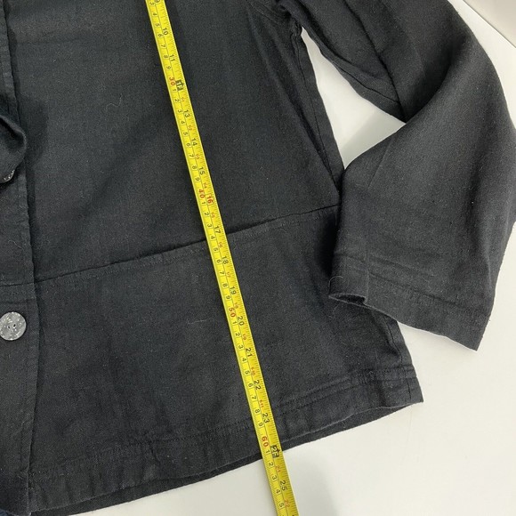 J. Jill Womens XS Linen Blend Button Up Blouse Relaxed Fit Minimalist LS Black - Picture 6 of 10